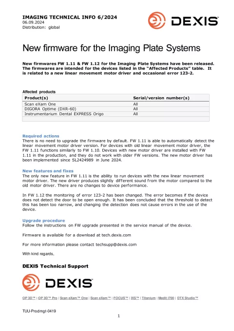 2024-06 New 1.11 & 1.12  firmwares for the Imaging Plate Systems
